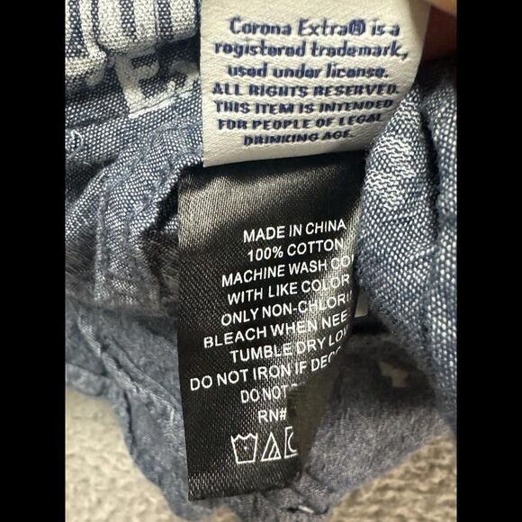 Corona Extra Shirt Mens XL Blue Short Sleeve Button Up Cotton Logo - Picture 4 of 10